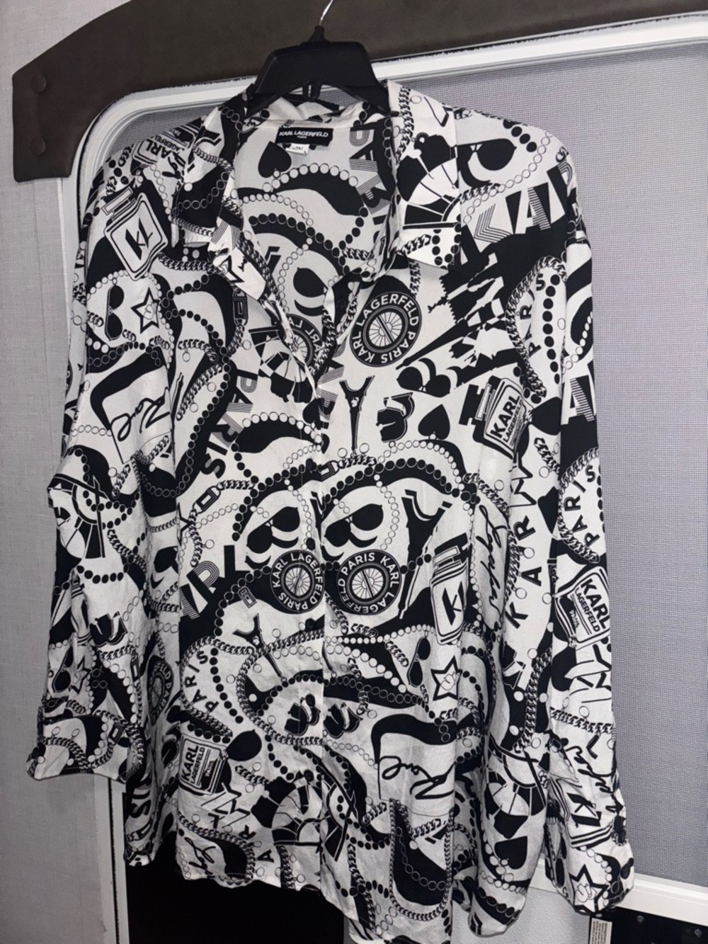 Karl Lagerfeld plus size Monochrome Black and White Logo Print Shirt